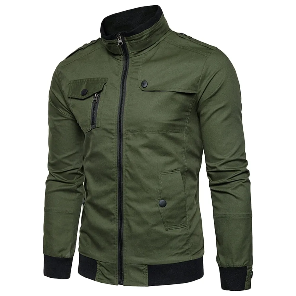 West Louis Epaulet Design Pockets Zip Up Jacket