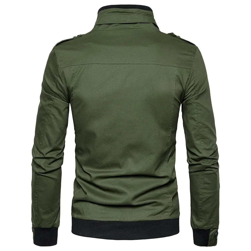 West Louis Epaulet Design Pockets Zip Up Jacket