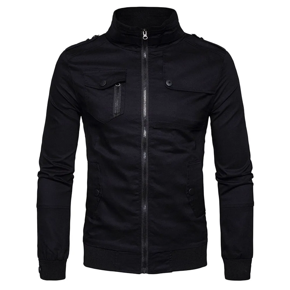 West Louis Epaulet Design Pockets Zip Up Jacket