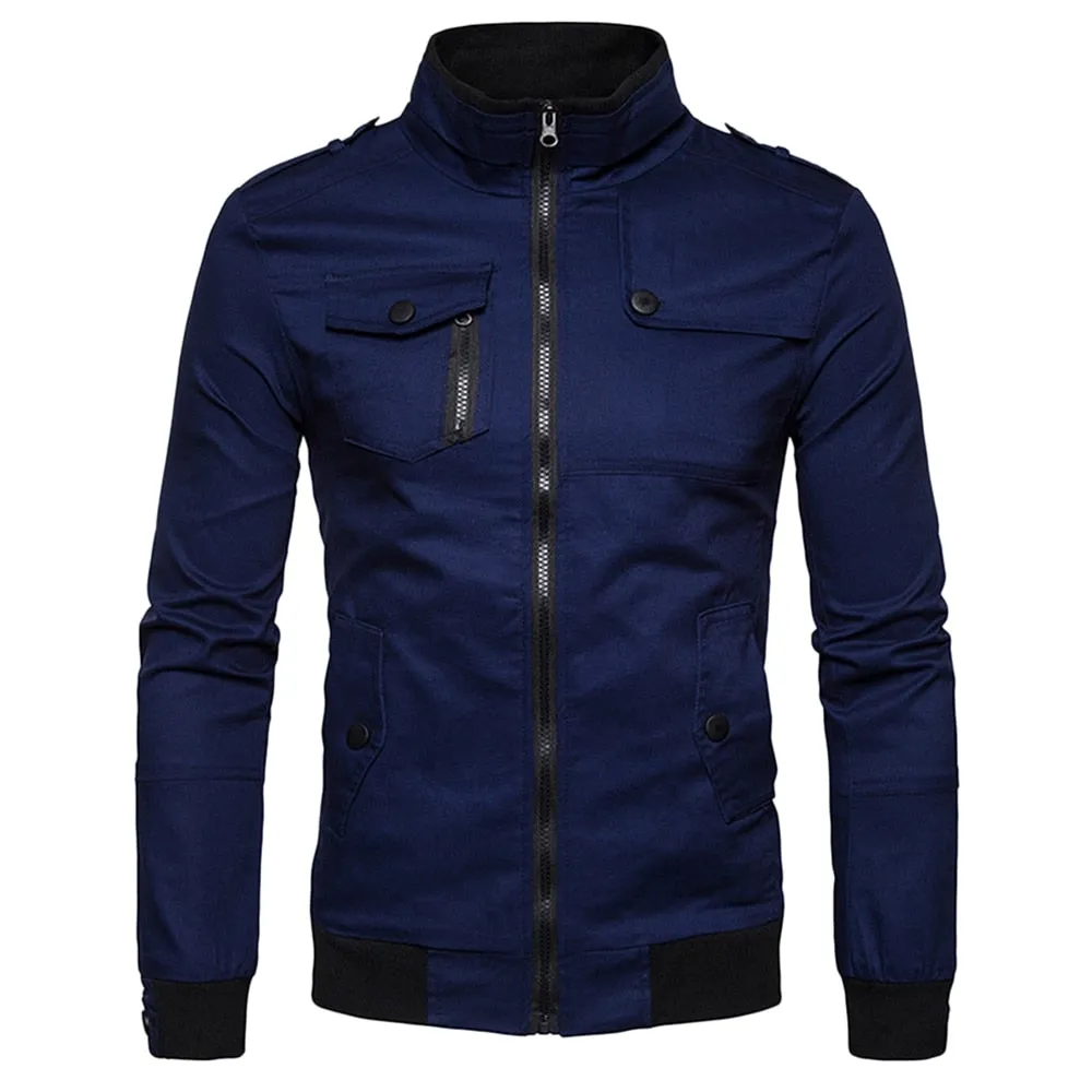 West Louis Epaulet Design Pockets Zip Up Jacket