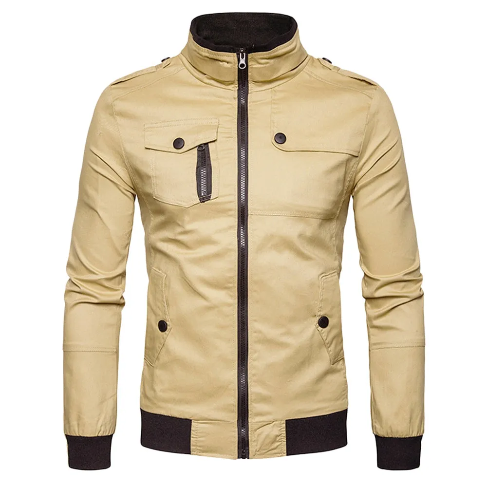 West Louis Epaulet Design Pockets Zip Up Jacket