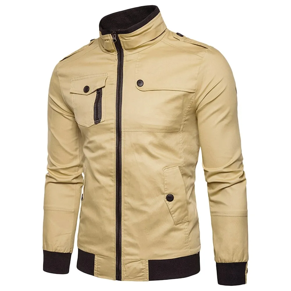 West Louis Epaulet Design Pockets Zip Up Jacket