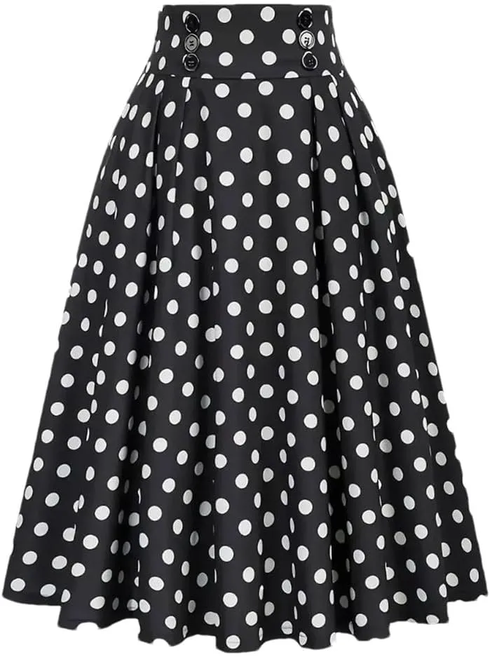 Women High Waist Skirt Vintage Casual Skirts Women's Pleated Skirt