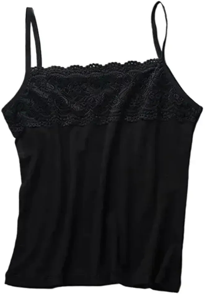 Women Sleeveless For Tank Top Scalloped Floral Lace Splicing Chest Slim Camisole