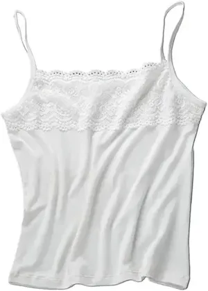 Women Sleeveless For Tank Top Scalloped Floral Lace Splicing Chest Slim Camisole