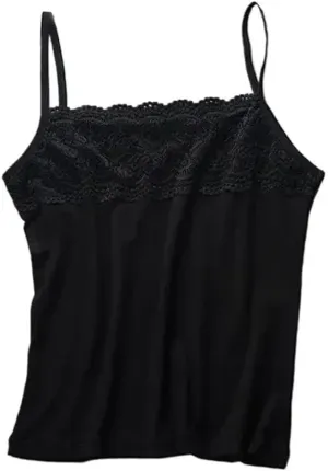 Women Sleeveless For Tank Top Scalloped Floral Lace Splicing Chest Slim Camisole