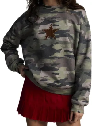 Women Star Striped Graphic Sweatshirt Long Sleeve Crew Neck Oversized Hoodie Casual Drop Shoulder Pullover Jacket