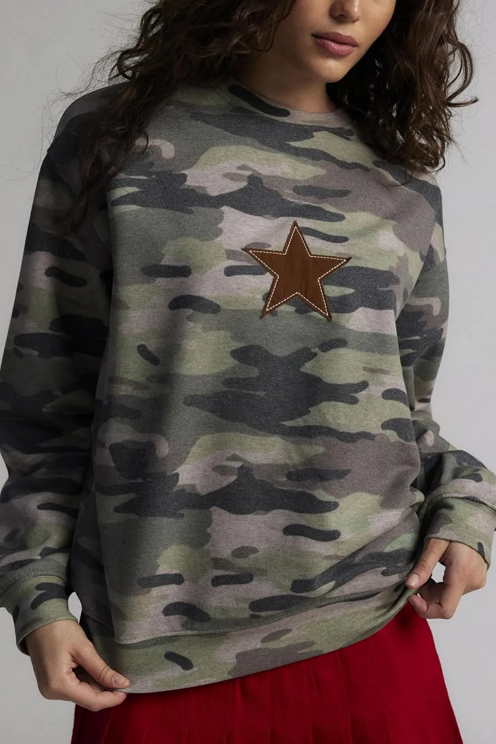 Women Star Striped Graphic Sweatshirt Long Sleeve Crew Neck Oversized Hoodie Casual Drop Shoulder Pullover Jacket