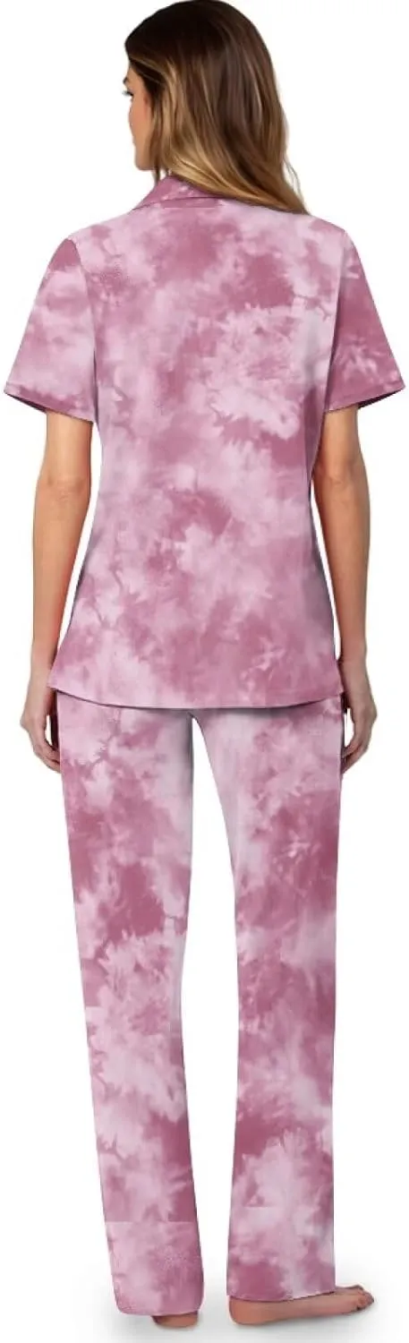 Women's 2 Piece Pajamas Sets, Casual Short-Sleeve Pjs Set with Pockets for Beach S-2XL Size