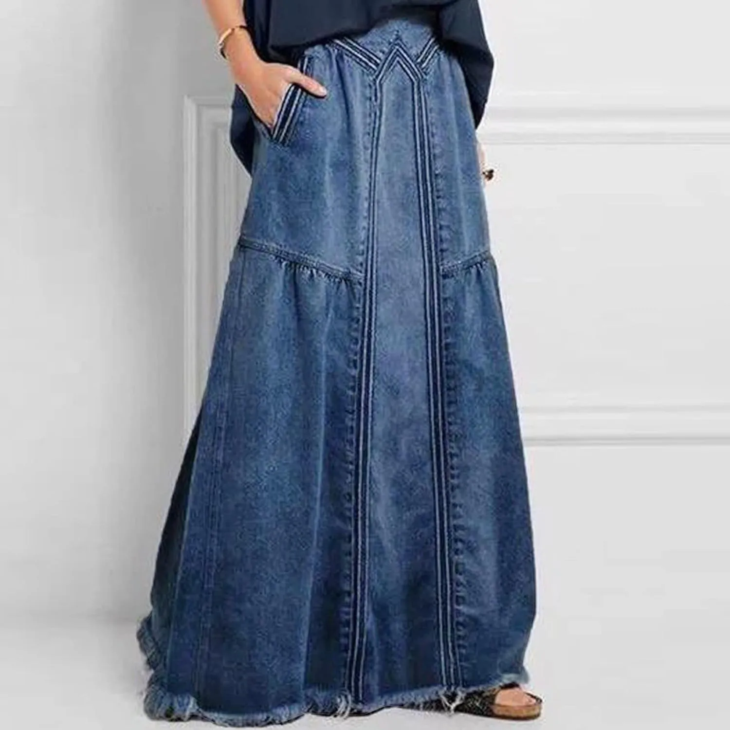 Women's Casual Skirts Women Fashion Denim Pencil Skirt High Waisted Blow Knee Blue Jeans Skirts Spring Mini