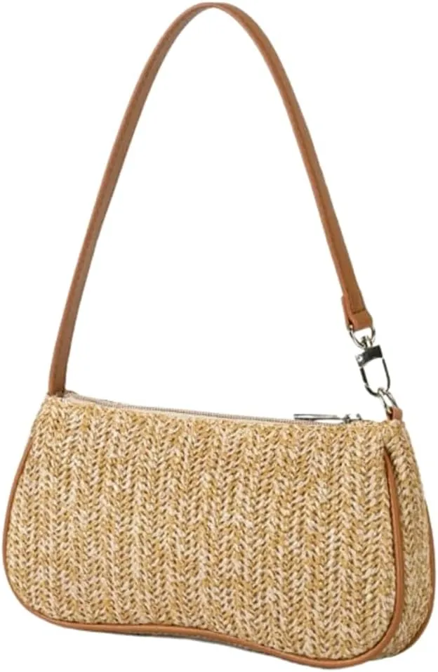 Womens Fashion Hobo Bag Summer Woven Beach Bag 2025 Trendy Straw Shoulder Bag Purse Y2k Handbag for Travel 2025