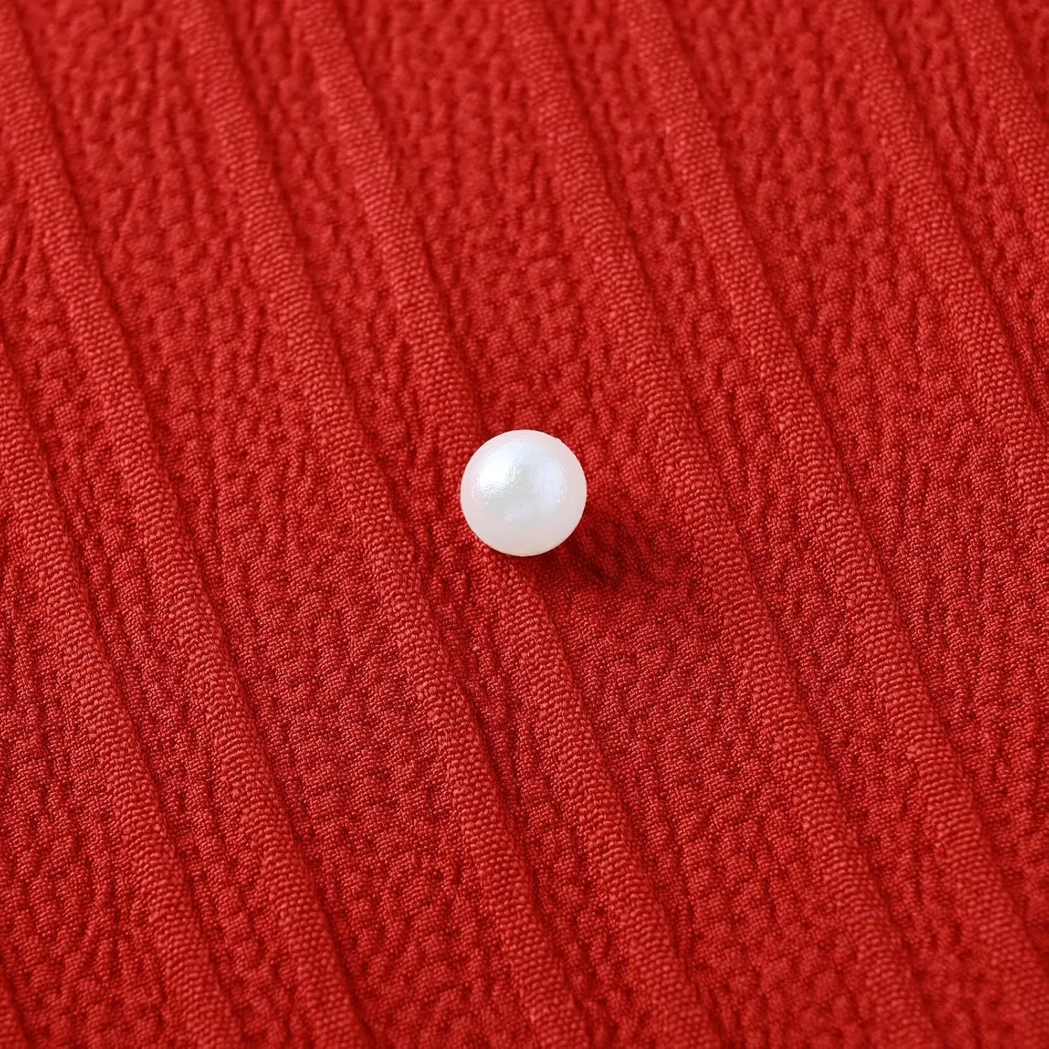 Women's Pearl Decor Flare Long Sleeve Mini Dress Bow Tie Front Dress Solid Color Loose Temperament Elegant Dresses
