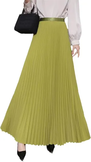 Womens Pleated Skirt, High Waist Women Long Skirt, Female Women Midi Skirt.