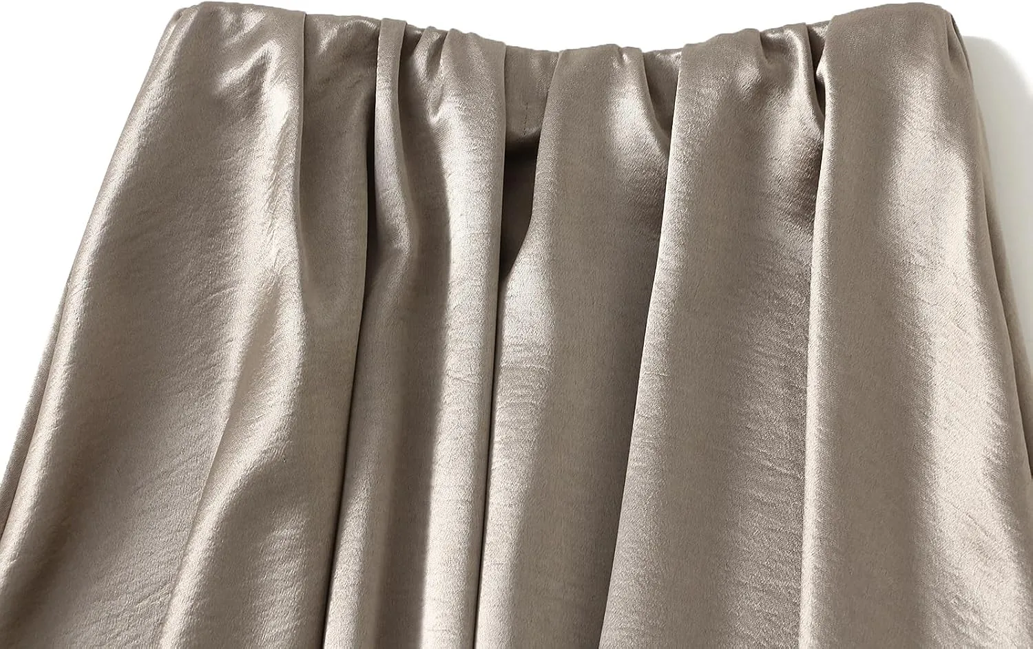 Women's Satin Skirts Long Length High Waisted Solid Color A-Line Luxury Wedding Dress Up Pleated Flowy Midi Skirt