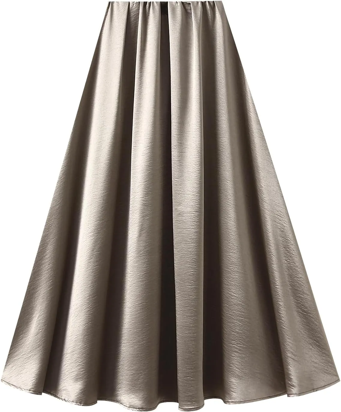 Women's Satin Skirts Long Length High Waisted Solid Color A-Line Luxury Wedding Dress Up Pleated Flowy Midi Skirt