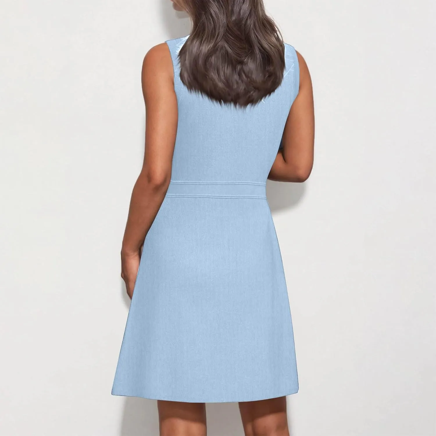 Women's Sleeveless A-Line Dress 2025 Summer Button Elegant Mini Dresses Slim Wear to Work Business Office Dress