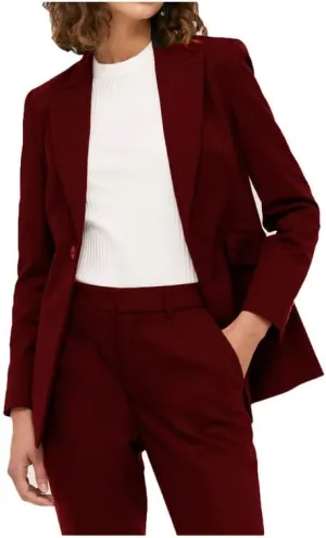 Women's Slim Fit Blazer Suits Two Piece Solid Work Pant Suit Business Office Lady Suits Sets