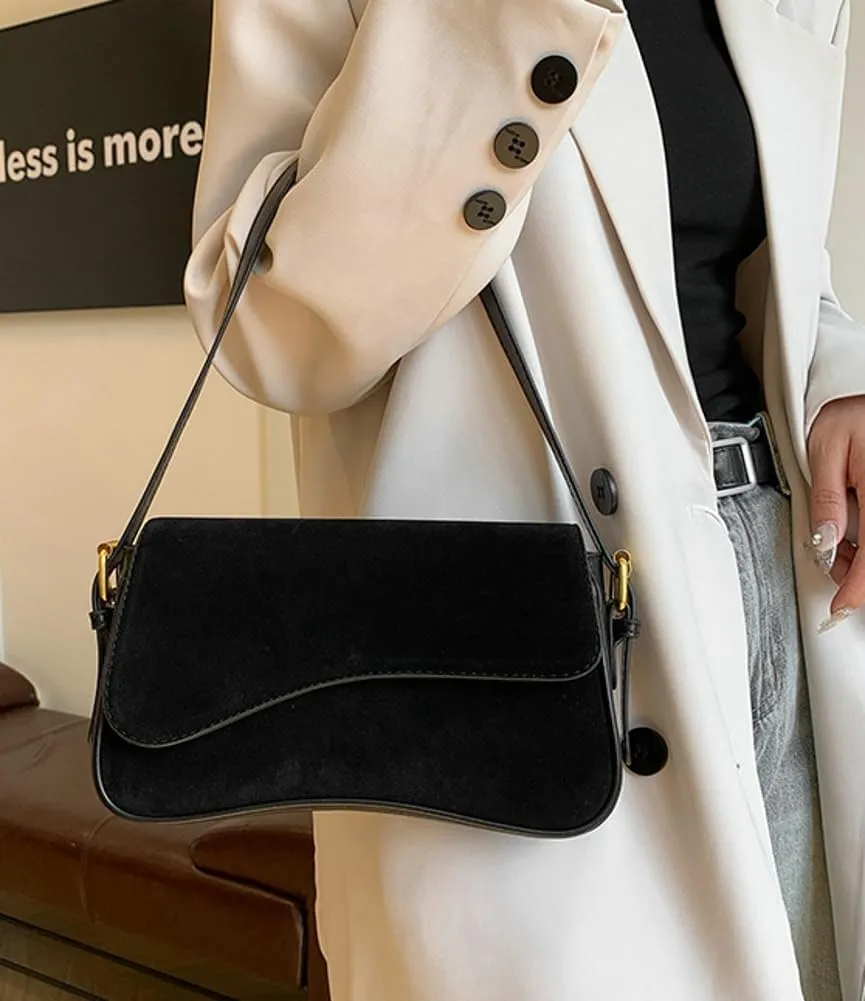 Womens Suede Hobo Shoulder Bag Retro Winter Fall Tote Handbags 2024 Crossbody Bag Underarm Bags for Travel Work