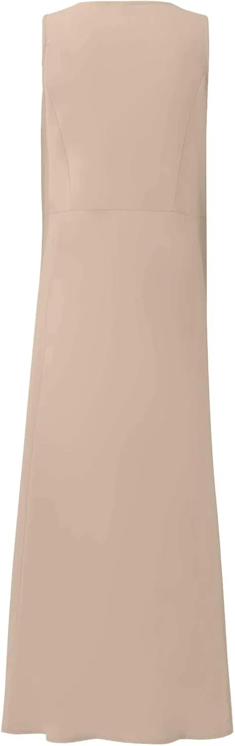 Women's Summer 2022 Casual Fashion Solid Cotton and Short Sleeve Medium Long Dress