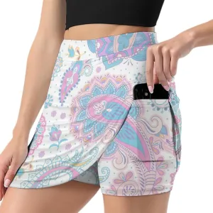 Women's Tennis Skirt 70s Paisley Print Athletic Golf Skorts for Woman with Pockets Summer Mini Skirts Workout Outfits