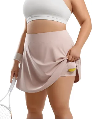 Women's Tennis Skorts with 2 Pockets Plus Size Golf Skirts High Waisted Pleated Athletic Skirt for Pickleball Running