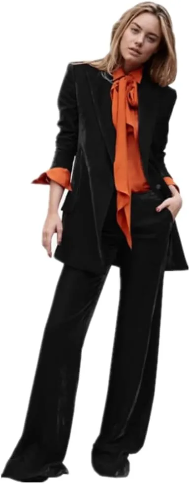 Womens Tuxedo Velvet Blazer Pants Set Dressy for Wedding Guest Buiness Suits for Women Wedding Party Graduation