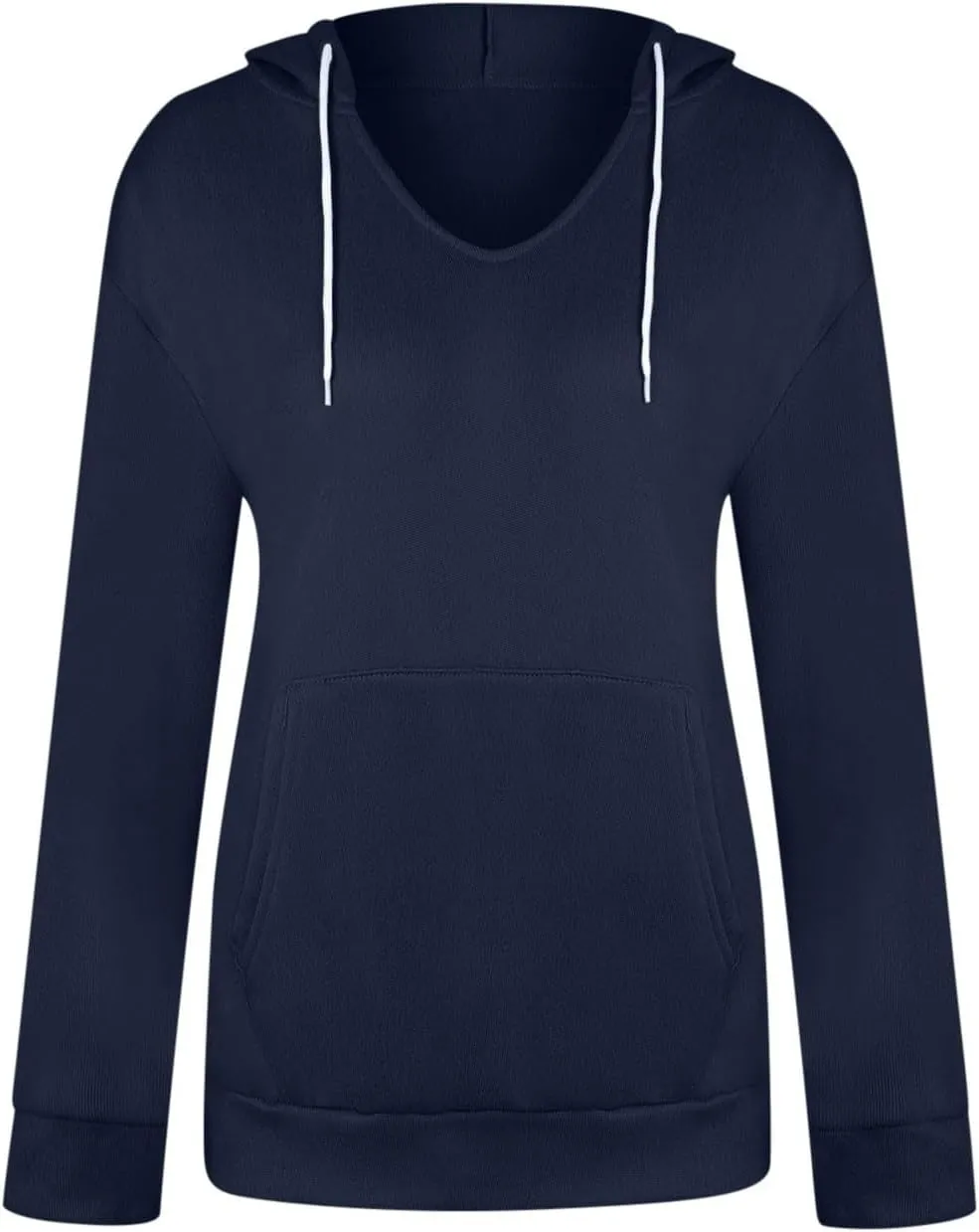 Womens V Neck Hoodie Tops 2025 Fall Casual Long Sleeve Pullover Solid Color Oversized Sweatshirt with Pocket