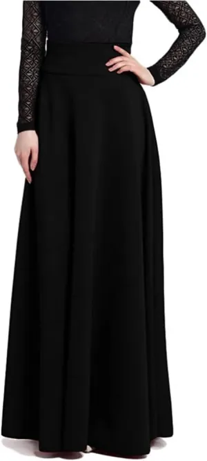 Women's Vintage High Waist Floor Length Skirt Elegant A-line Maxi Skirt Casual Long Skirt