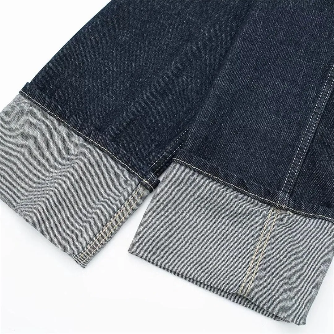 Women's Vintage Solid Denim Long Sleeve Single Breasted Lapel Jacket   High Waisted Wide Leg Jeans Set
