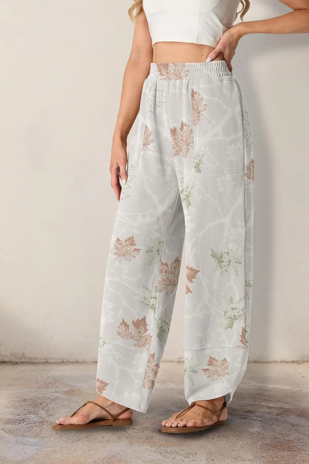 Womens Wide Leg Harem Pants Casual Loose Elastic Waist Solid Color Comfy Palazzo Lounge Baggy Sweatpants with Pockets