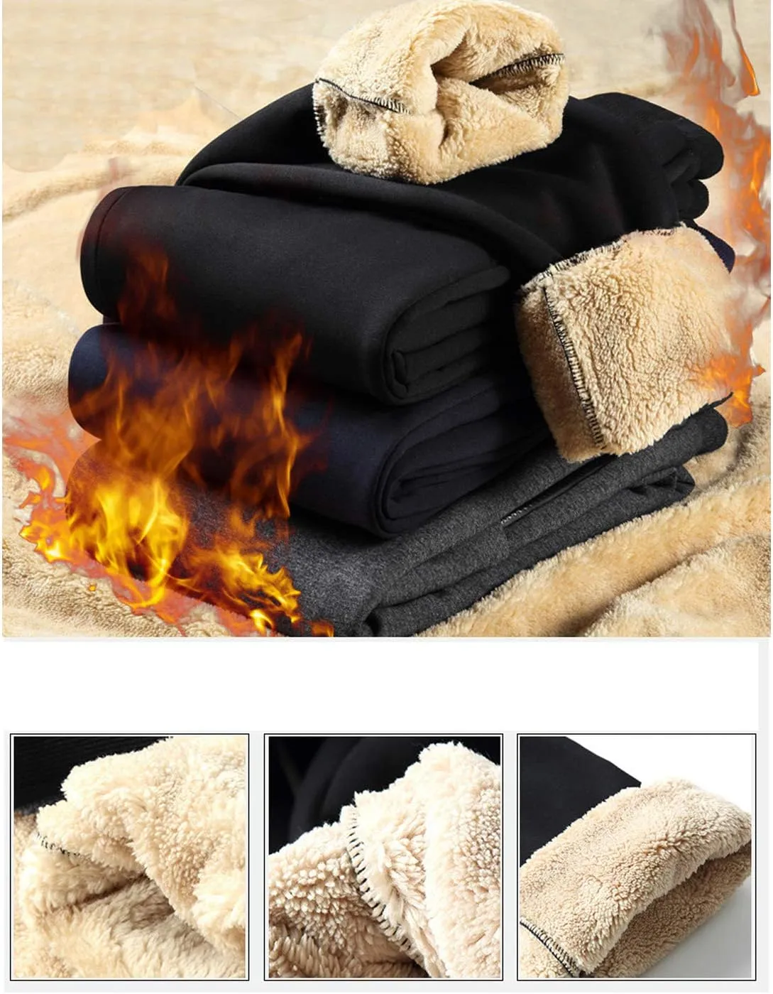 Yeokou Mens Winter Warm Sherpa Lined Active Thermal Jogger Fleece Sweatpants Pant